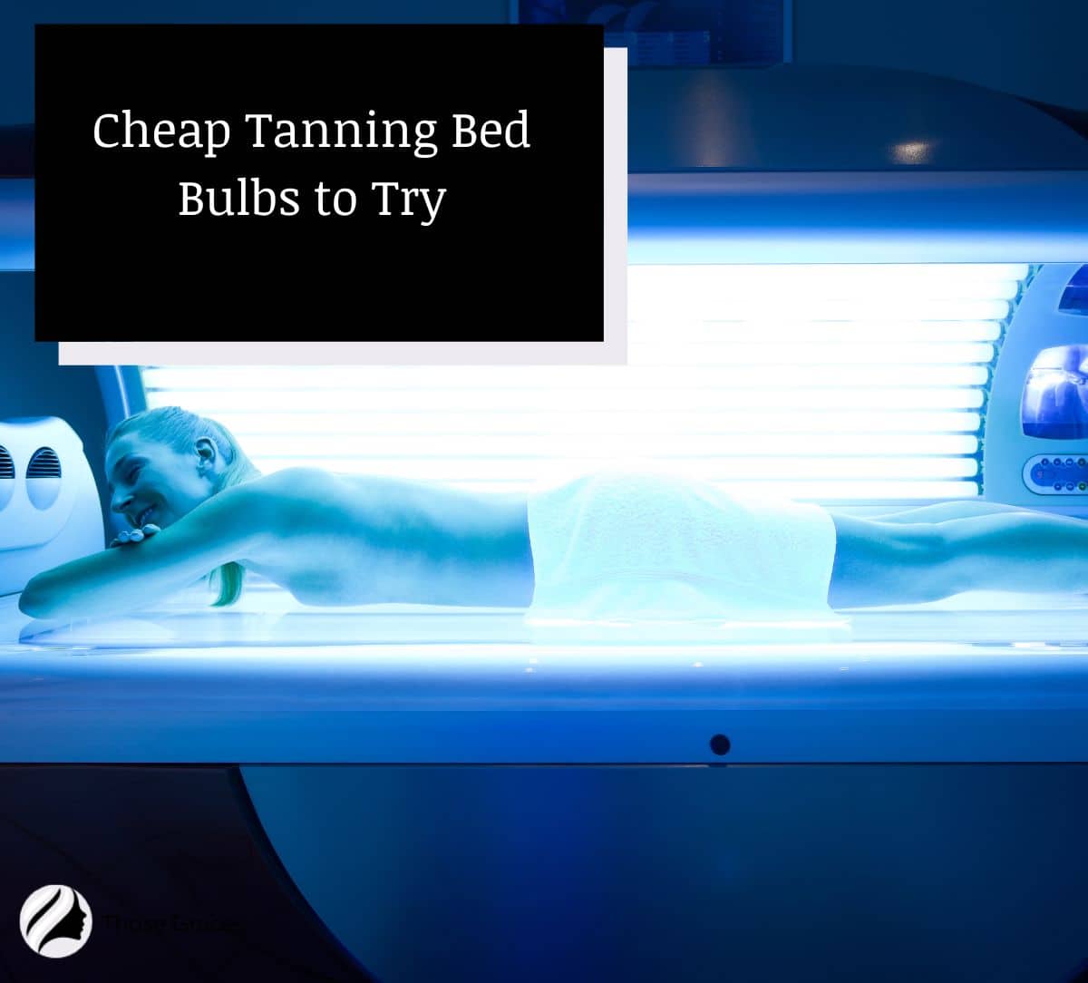 a woman enjoying her tanning session on the tanning bed with cheap tanning bed bulbs