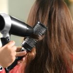 blow drying hair