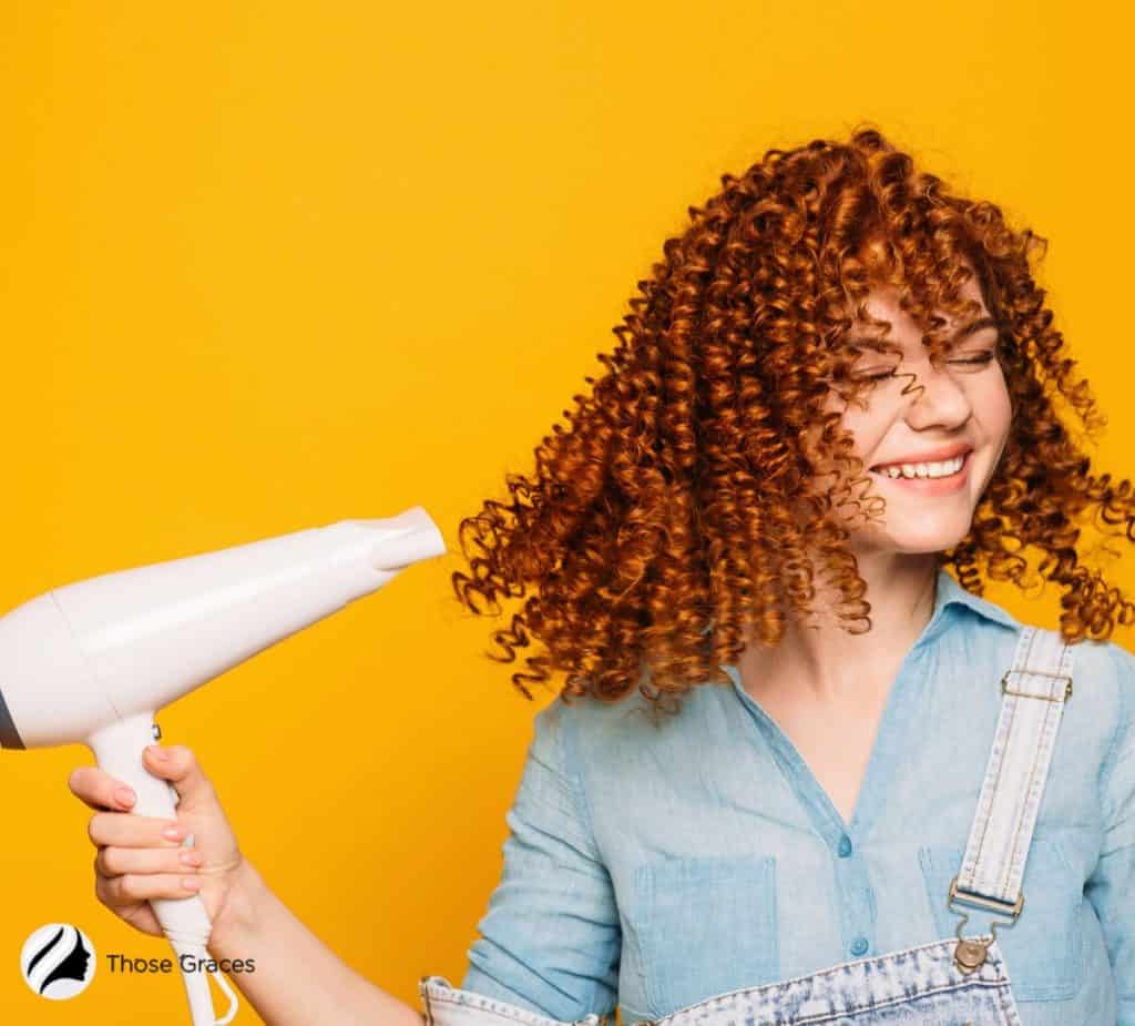 blow drying curly hair