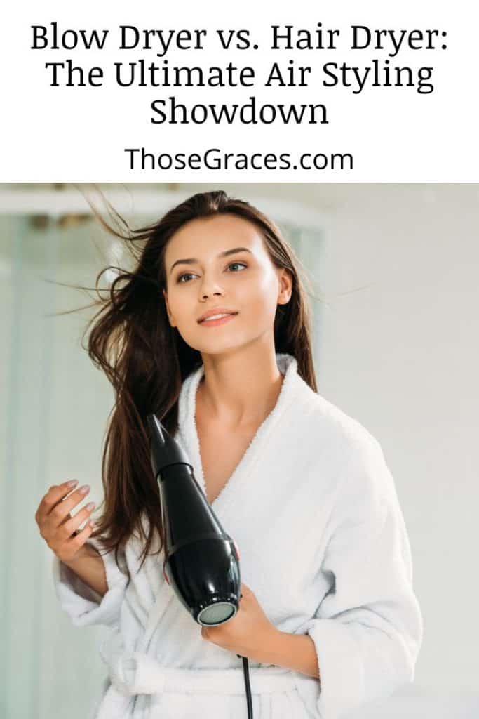 WOMAN USING A HAIR DRYER ON HER HAIR