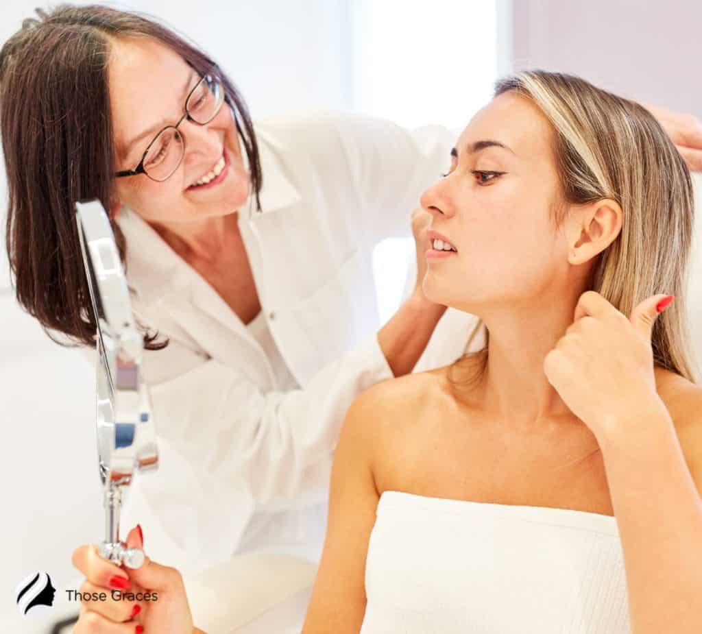 lady talking to a dermatologist