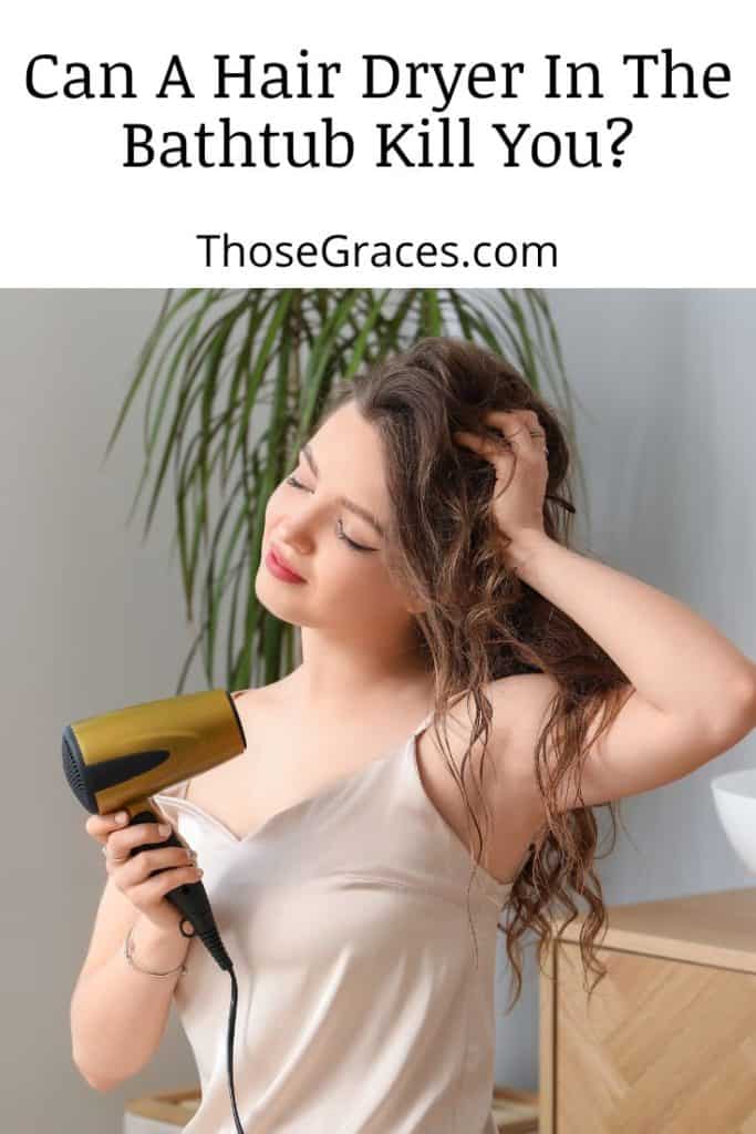 lady blow drying her hair