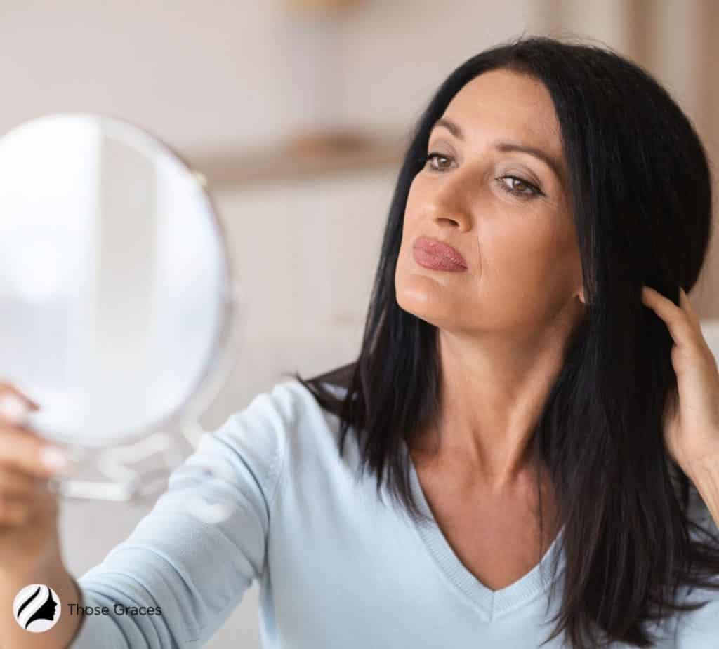 lady checking the hair