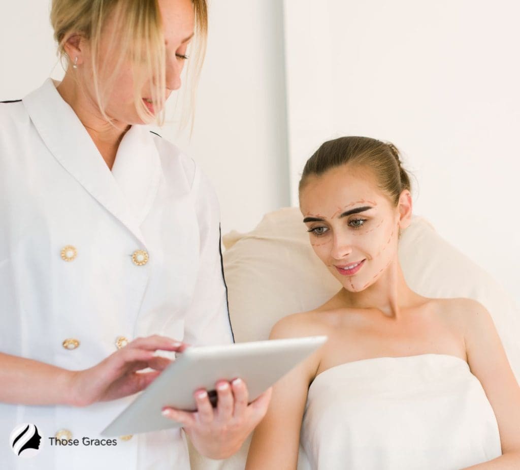 doctor showing the procedure to the woman