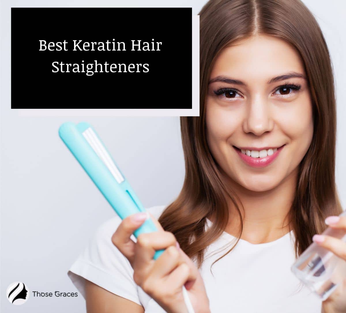 lady using the best keratin hair straightener