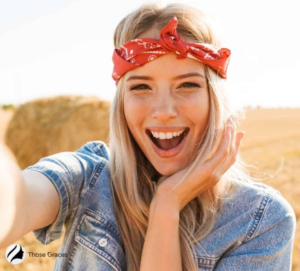 woman wearing a red headband